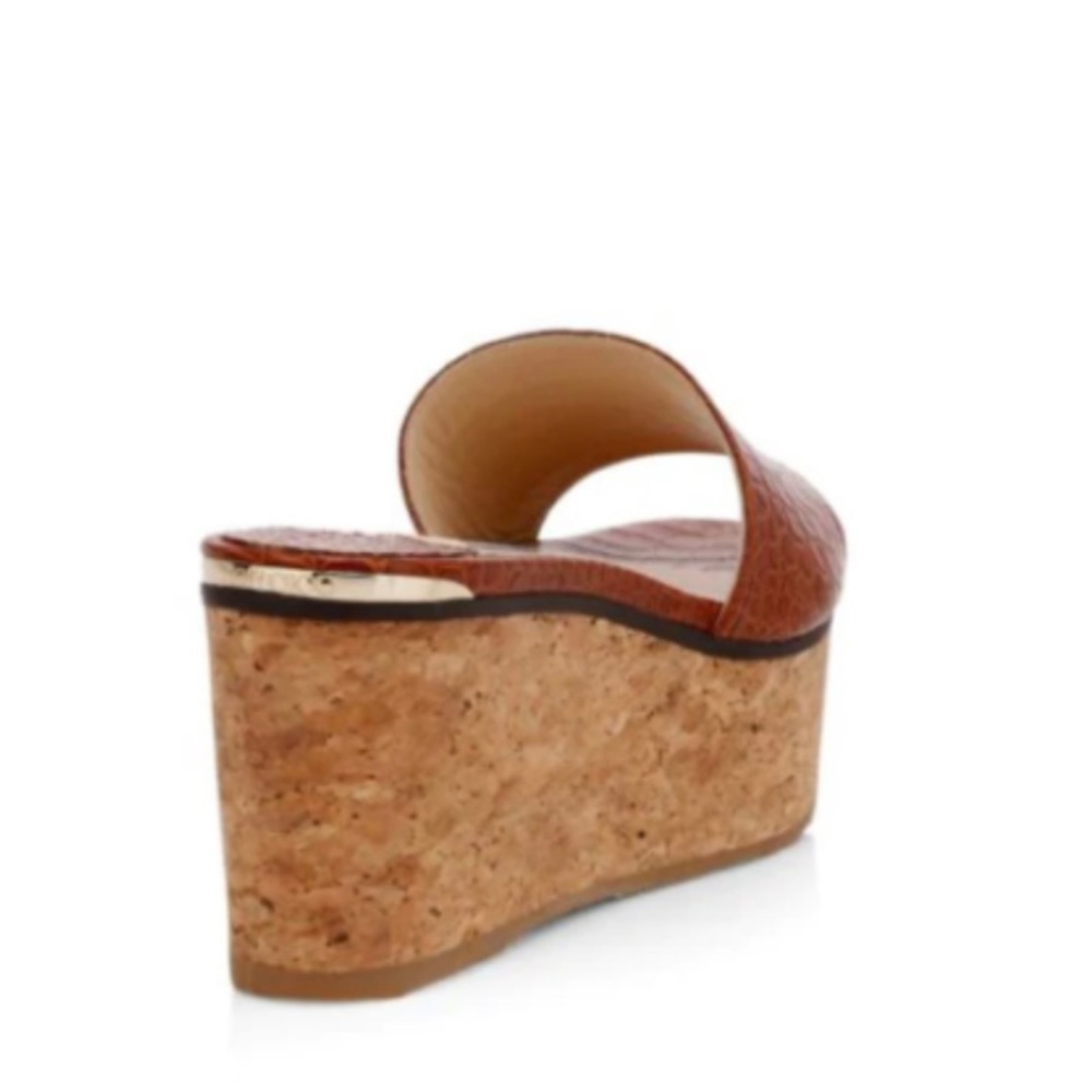 Jimmy Choo Dee Dee Croc Leather Cork Platform Sandals - Picture 2 of 15